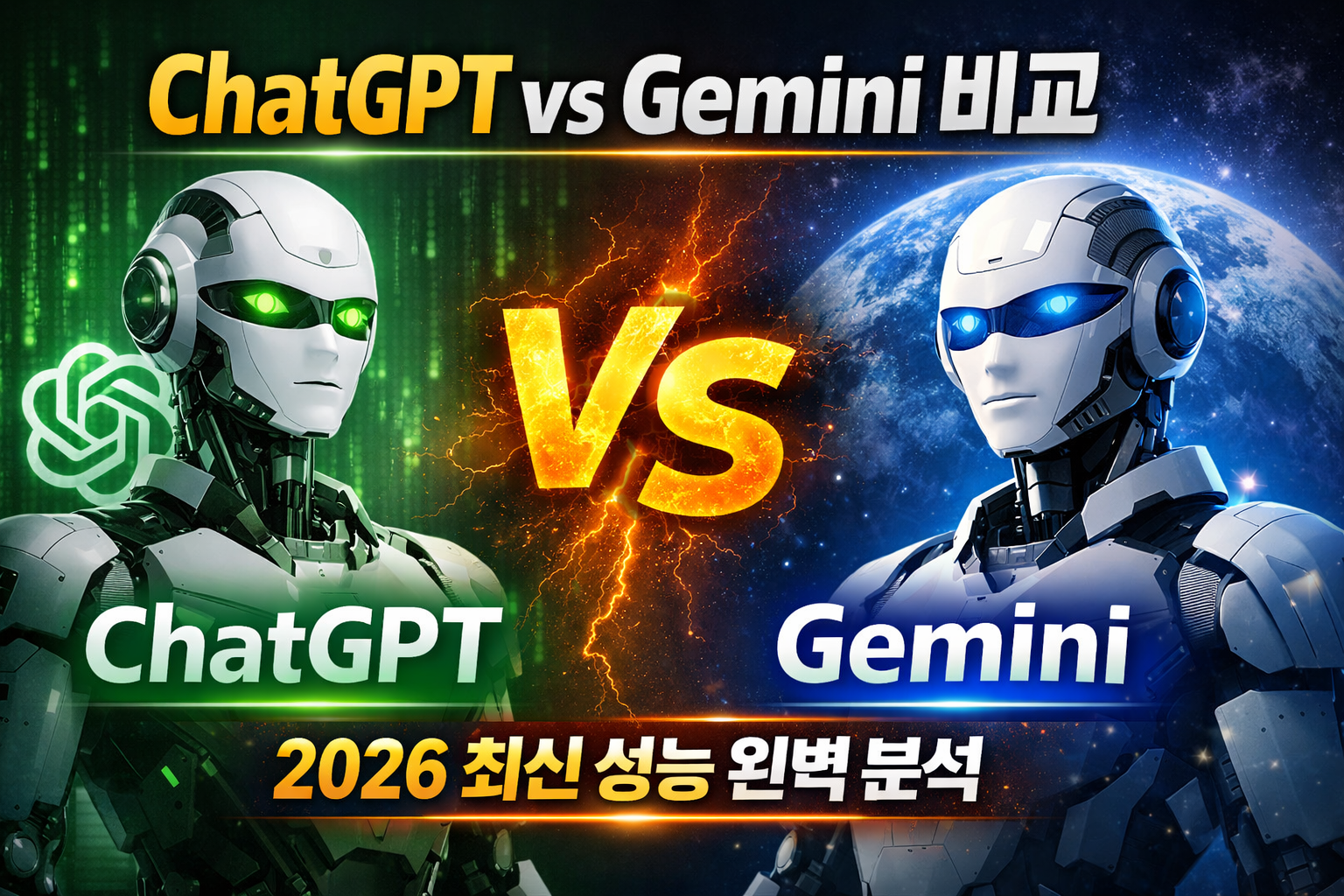ChatGPT vs Gemini 비교 (2026 최신 AI 성능 차이 완벽 정리)